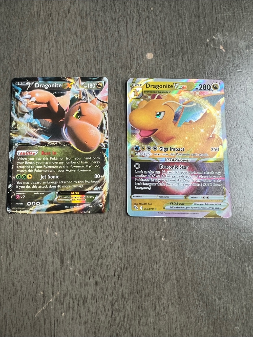 Pokémon TCG Dragonite EX 74/111 Furious Fists & Dragonite VSTAR 050/078 Go Lot